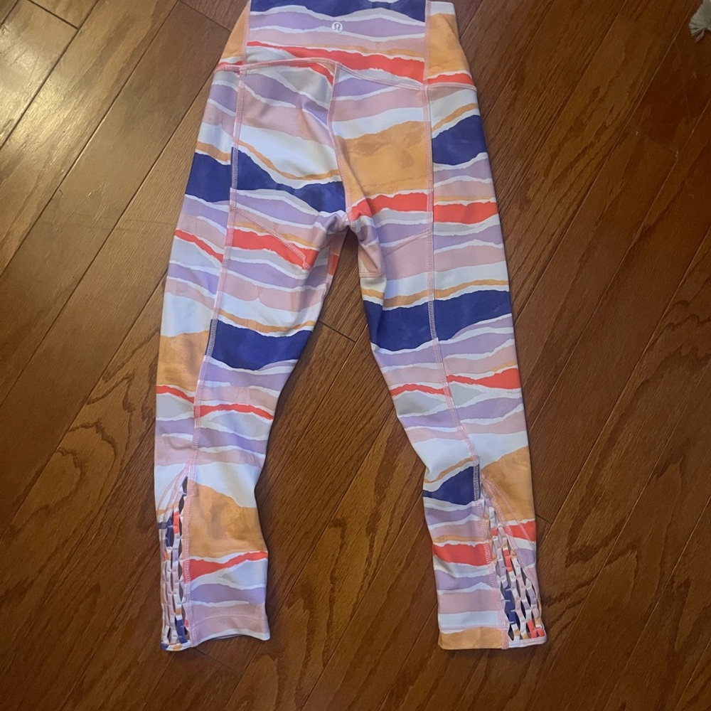 Lululemon Athletica Orange and Blue Abstract Leggings